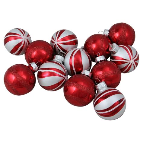 White/red Glass Christmas ornament set .